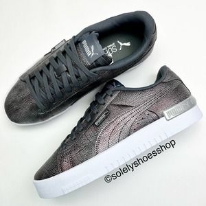 PUMA Women's Asphalt Silver Jada Metallic Crush Casual Sneakers Shoes size 9.5